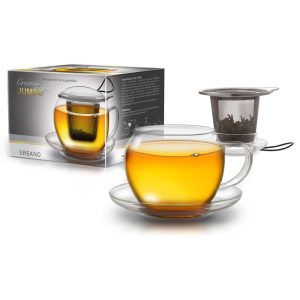 Tazza da Tè in Vetro 450 ml con Filtro Acciaio