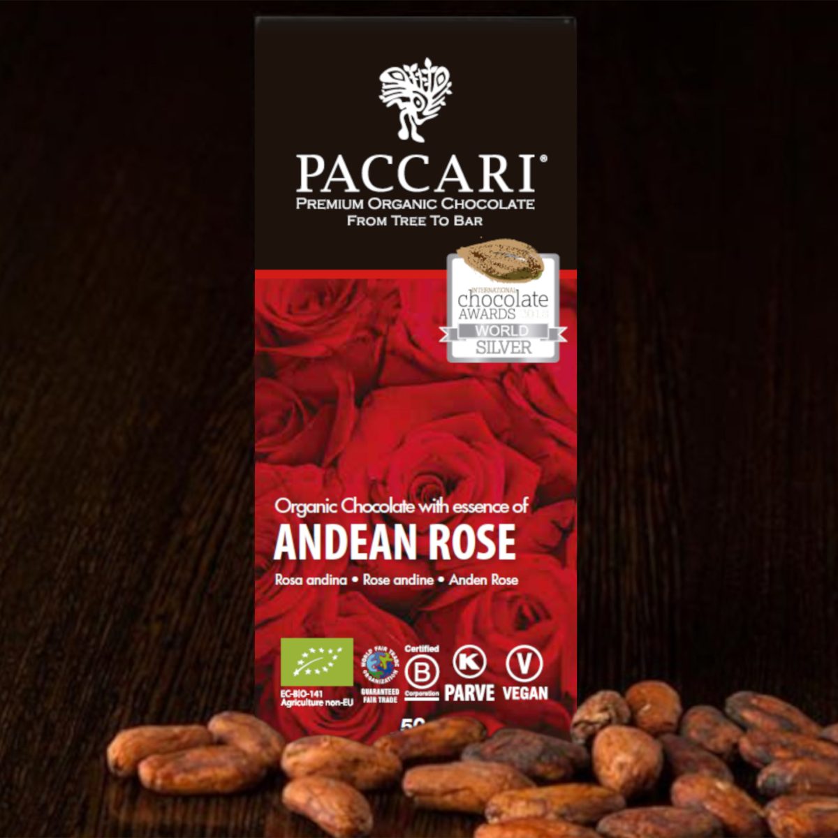 Cioccolato Biologico con Essenza di Rosa Andina 60% Cacao Paccari – Ecuador