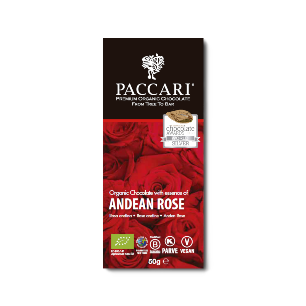 Cioccolato Biologico con Essenza di Rosa Andina 60% Cacao Paccari – Ecuador