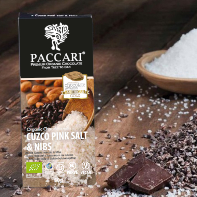 Cioccolato Paccari - Tavoletta di Cioccolato Biologico al Sale Cuzco e Pennini 60% Cacao Ecuador - 50g