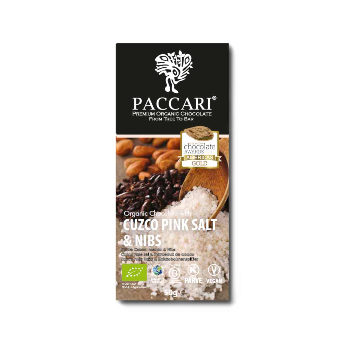 Cioccolato Paccari - Tavoletta di Cioccolato Biologico al Sale Cuzco e Pennini 60% Cacao Ecuador - 50g